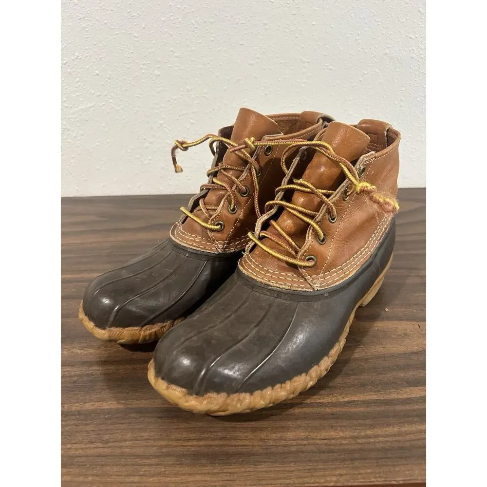 LL Bean Boots 6 Inch Original Men's Size 9M Made In USA Tan Brown Gum Leather